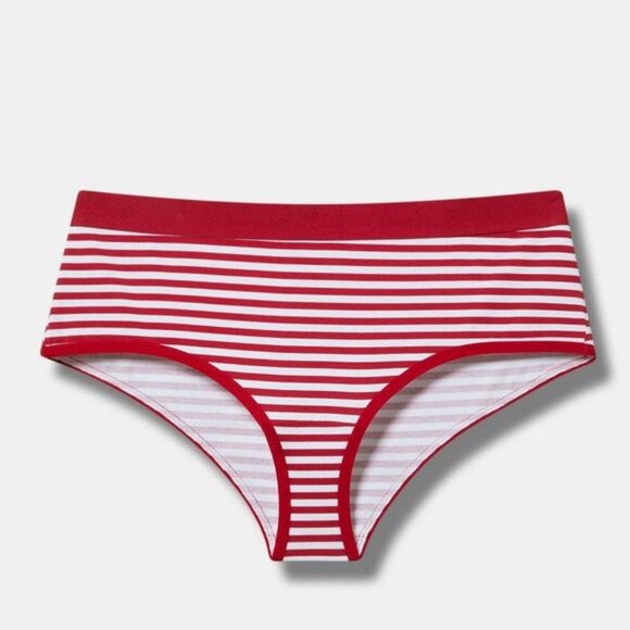 Torrid Panty 0X L Red White Cheeky Striped Panties Mid Rise Underwear Plus New - Picture 1 of 1